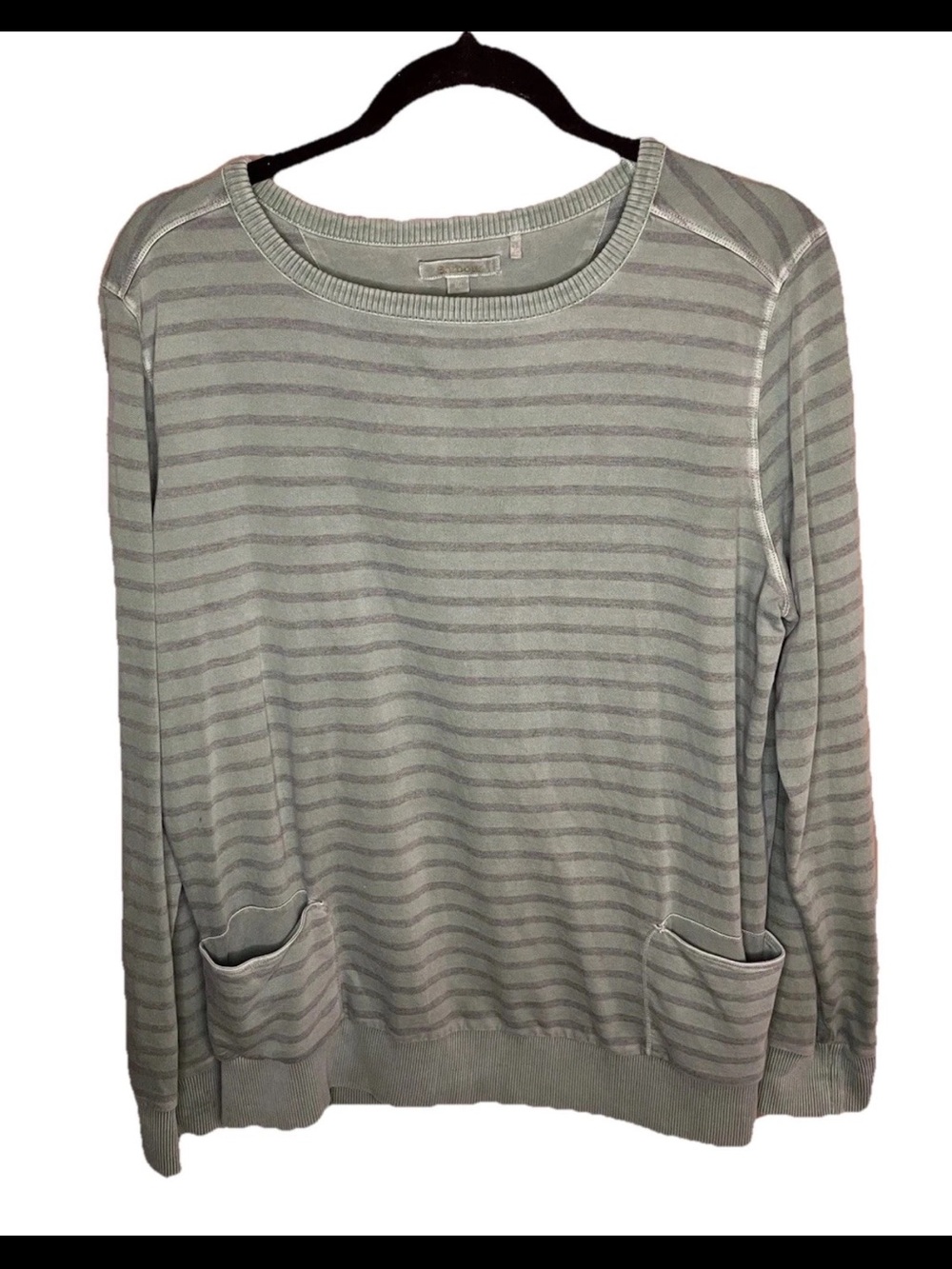 Barbour Striped Crewneck Green Knit Long Sleeve Sweater - Women’s Size 14